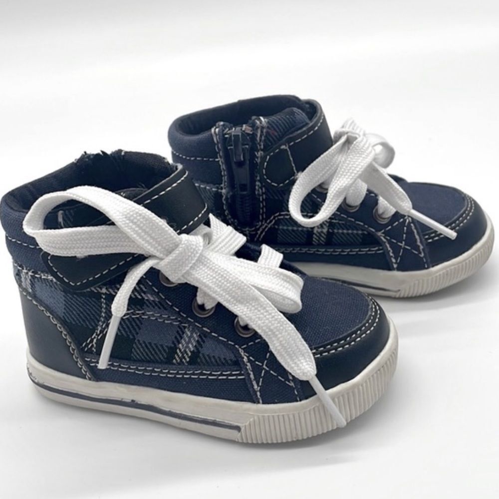 London underground Infant Navy  Plaid Shoes